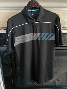 climawear Black Polo with White Piping and Teal Stripe Accents
